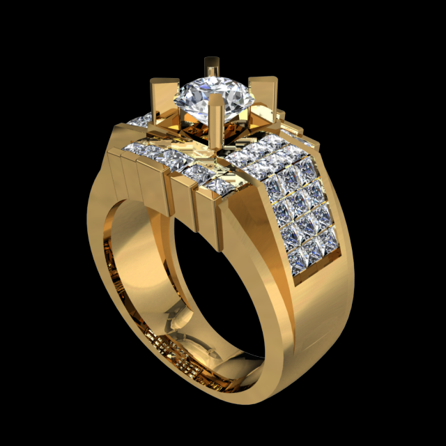 DIAMOND GOLD 18K RING 3D Model