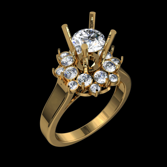 GOLD 18K DIAMOND RING 3D Model