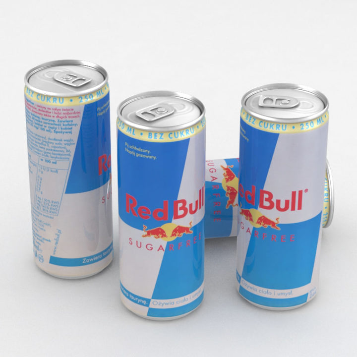 Beverage Can Bull Light energy drink  250ml 3D Model