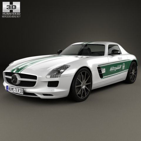 Mercedes-Benz SLS-class C197 AMG Police Dubai 2013 3D Model