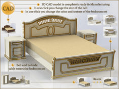 Bed and bebside table 3D Model