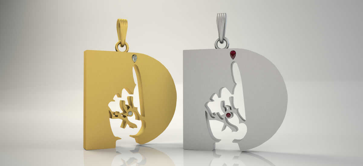 3D D letter Pendant for Men 3D print model 3D Model