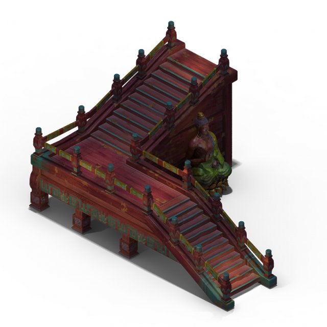 Lei pagoda – stairs – statue 3D Model