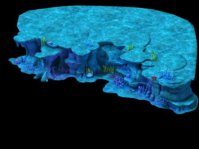 Cartoon submarine city – seabed cliff shape 01 3D Model