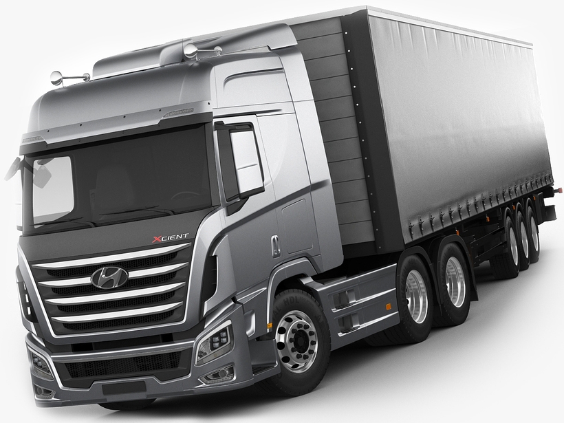 Hyundai Xcient with trailer 3D Model