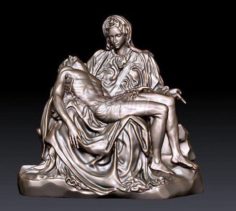 Pieta Statue of Virgin Mary Cradling Jesus 3D Model