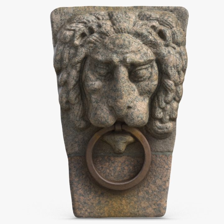 Mascaron Lion Head Stone Bas Relief 3D Model