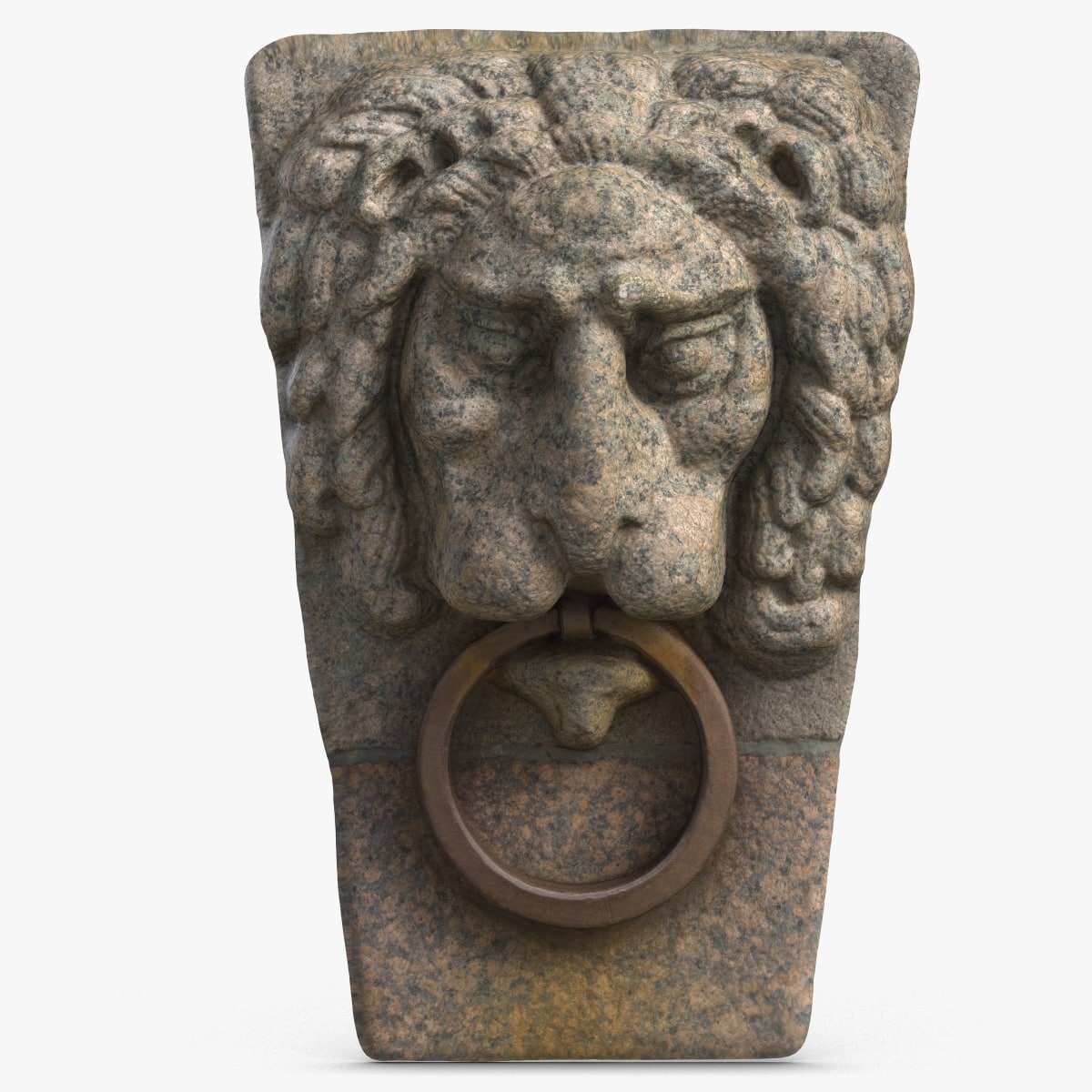 Mascaron Lion Head Stone Bas Relief 3D Model