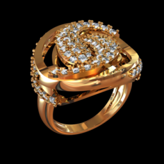 Diamond Gold 18K Big Ring 3D Model