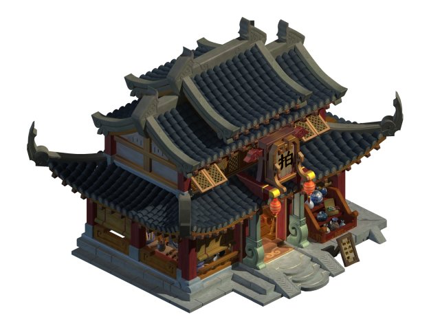 Ancient capital building – auction shop 3D Model
