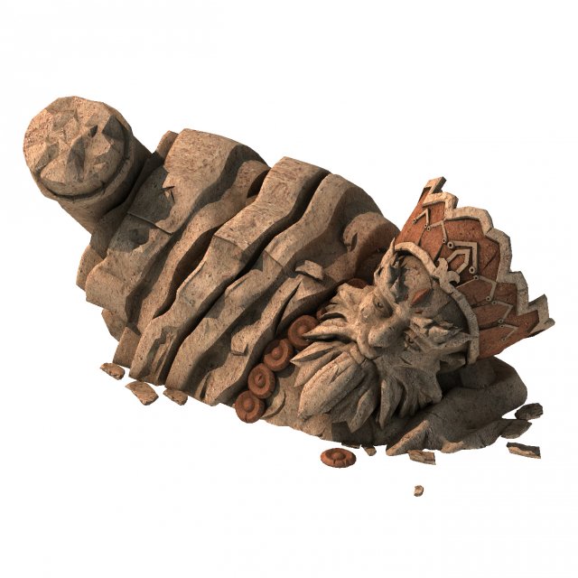 Large Stone Carving – Broken Buddha 01 3D Model