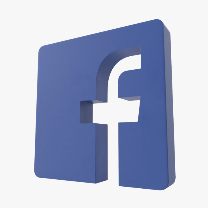 Cutout Facebook Symbol 3D Model