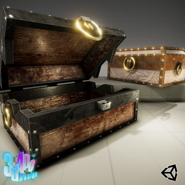 Iron Strong Chest and Crane Leather Chest 3D Model