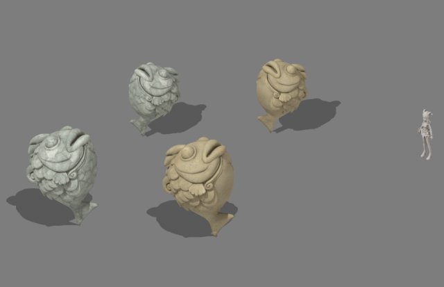 Cartoon mountain shape – stone fish 3D Model