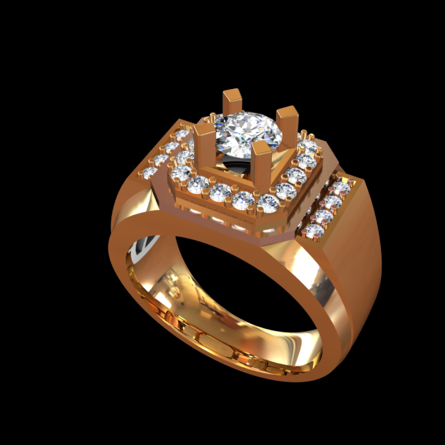 GOLD RING 18K DIAMOND 3D Model