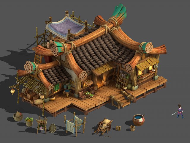 City -NPC Liu old man home 3D Model