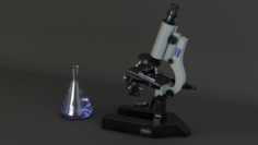 Old Microscope Carl Zeiss with Magic Liquid 3D Model