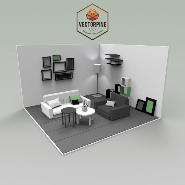 Low Poly Interiors – Living Room 3D Model