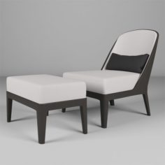Vray Ready Wooden Chair with Longue 3D Model