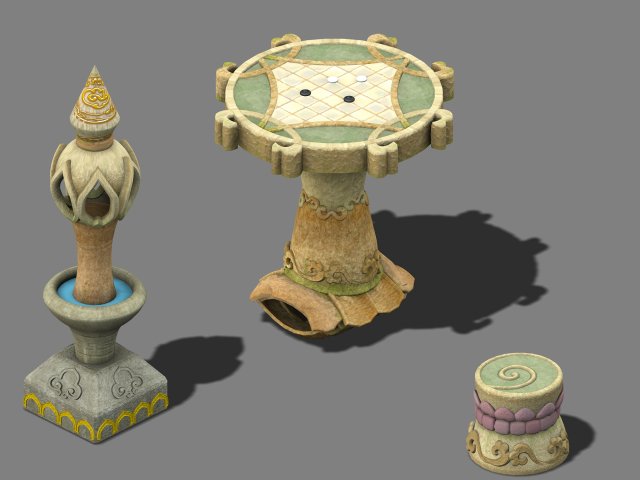 Cartoon World – Stone Table Stool 3D Model