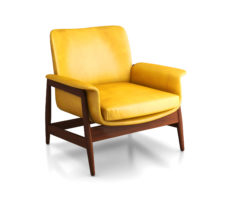 Vintage Mid Century Danish Modern 1960s Bright Yellow Vinyl Lounge Chair 3D 3D Model