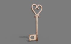 Copper Heart Key 3D Model