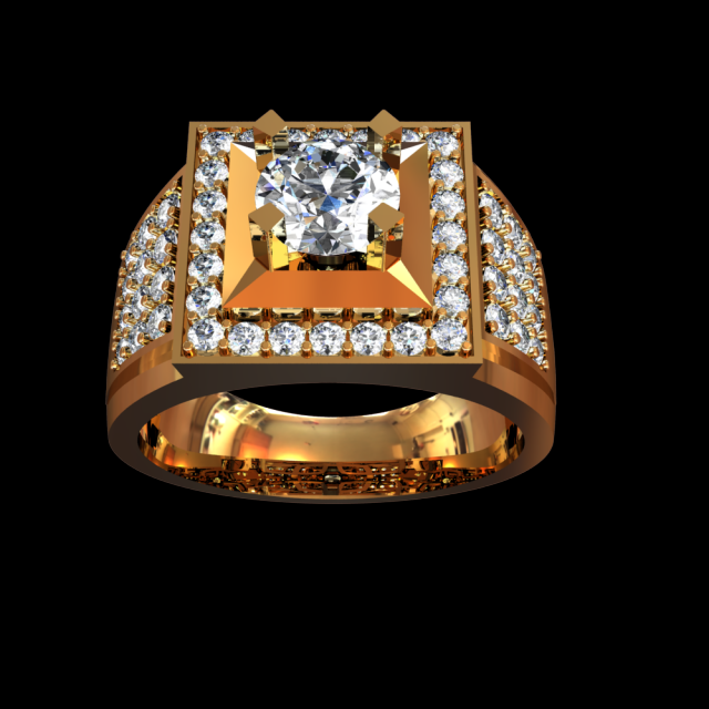 GOLD RING 18K DIAMOND 3D Model