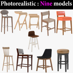 Nine Photorealistic Barstool For Restaurant Collection 12 3D model 3D Model