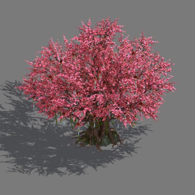 Daughter village plant – center big peach tree 01 3D Model