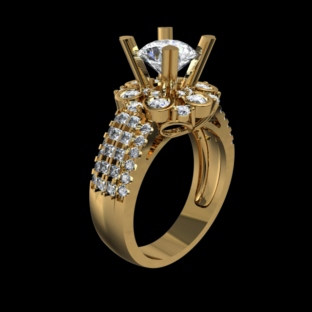 DIAMOND GOLD 18K RING 3D Model