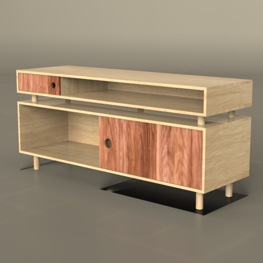 Vintage Light Credenza 3D Model