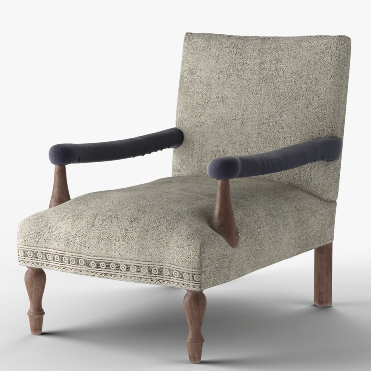 3D Loki washed grey Kilim armchair model 3D Model