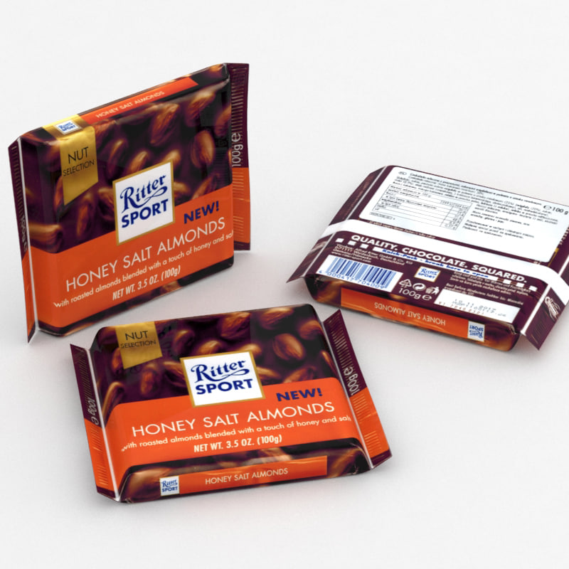 3D Ritter Sport Honey Salt Almonds model 3D Model