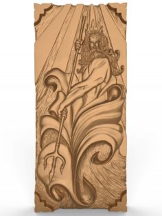 Wooden carved board for backgammon THE GODS OF SEAS POSEIDON 3D Model