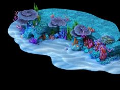 Cartoon Underwater City – Seabed Cliff 03 3D Model