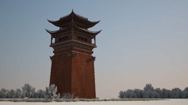 A 3D model of observation tower in snow ancient watchtower 3D model 3D Model