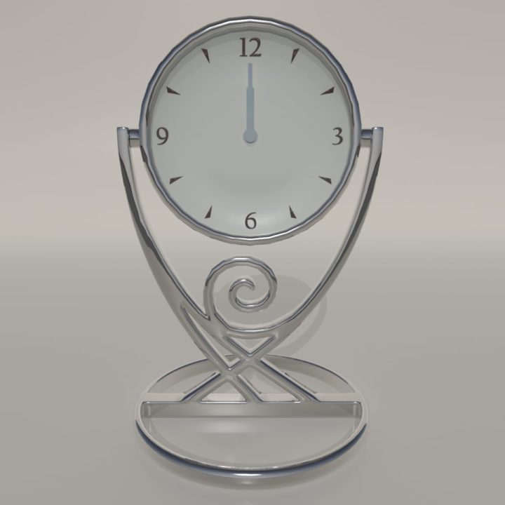 Chrome Table & Bedside Clock 3D Model