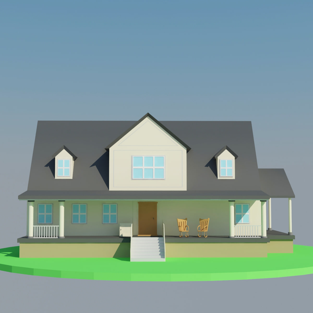 Low Poly Big House 3D Model