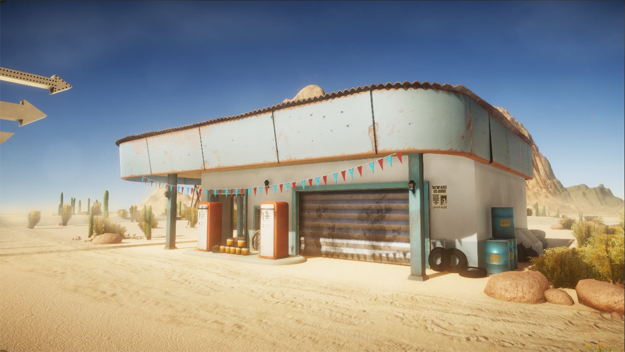 Station 3. Старая заправка. Gas Station 3d model. Заброшенная бензоколонка. Desert Gas Station 3d model.