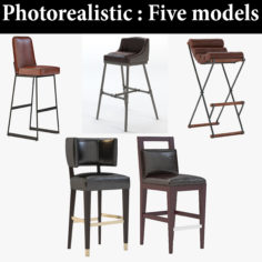 Photorealistic Barstool For Restaurant Collection 3 3D Model