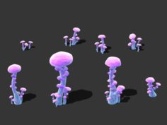 Cartoon Sky City – Ice and Snow Mushroom 3D Model