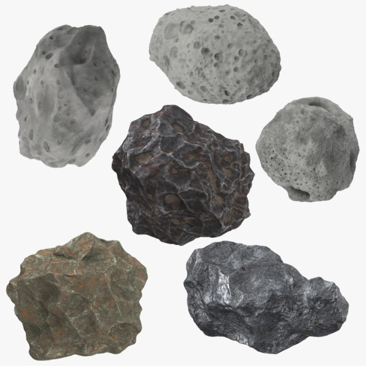 3D 3 Meteorites and 3 Asteroids 3D Model