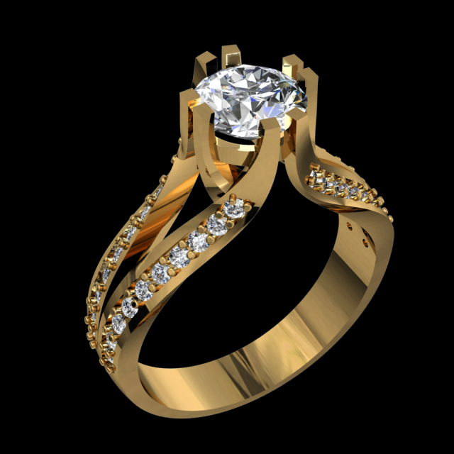 GOLD 18K DIAMOND RING 3D Model