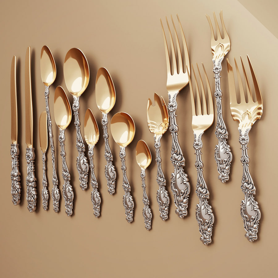 Antiquarian Flatware 3D 3D Model