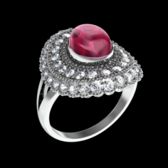 Ruby Diamond Gold 18K Big Ring 3D Model