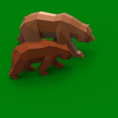 Low Poly California Grizzly 3D Print Model