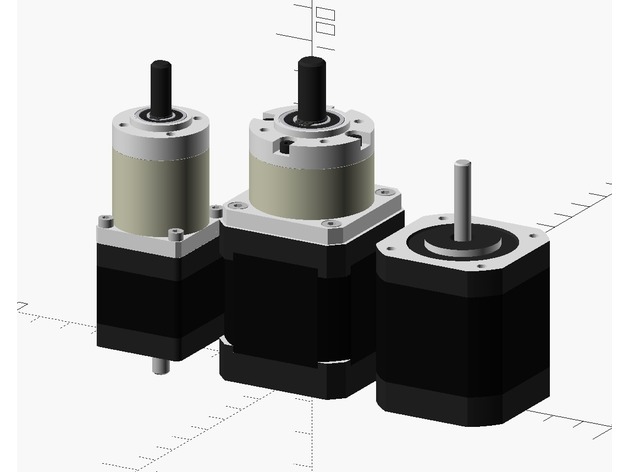 OpenSCAD HD Stepper Motors and Gearbox mockups 3D Print Model