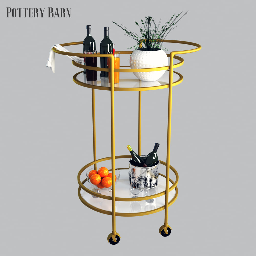 Pottery barn Tristan Bar Cart 3D 3D Model