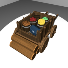 Medieval Cart Game-Ready 3D Model