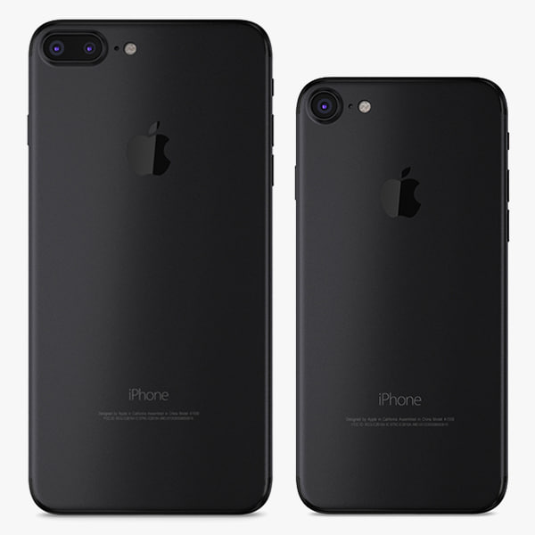 3D Apple iPhone 7 Plus + iPhone 7 Matte Black model 3D Model